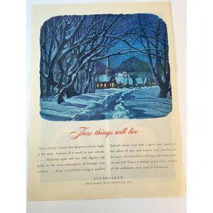 Vintage 1944 Studebaker Christmas Yuletide Advertisement Print WW2